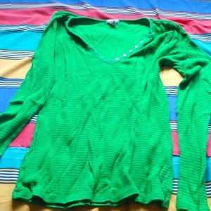 Green, long sleeve knit shirt